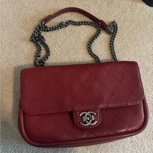CHANEL Red Quilted Shoulder Bag